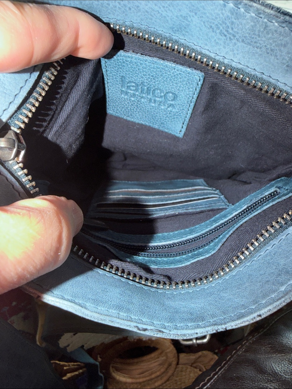 Latico Brynn Denim  Blue Leather Crossbody Bag - Picture 9 of 13